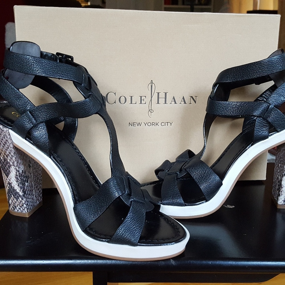 NEW Cole Haan Paley Platform Snakeskin Sandal Sz 8